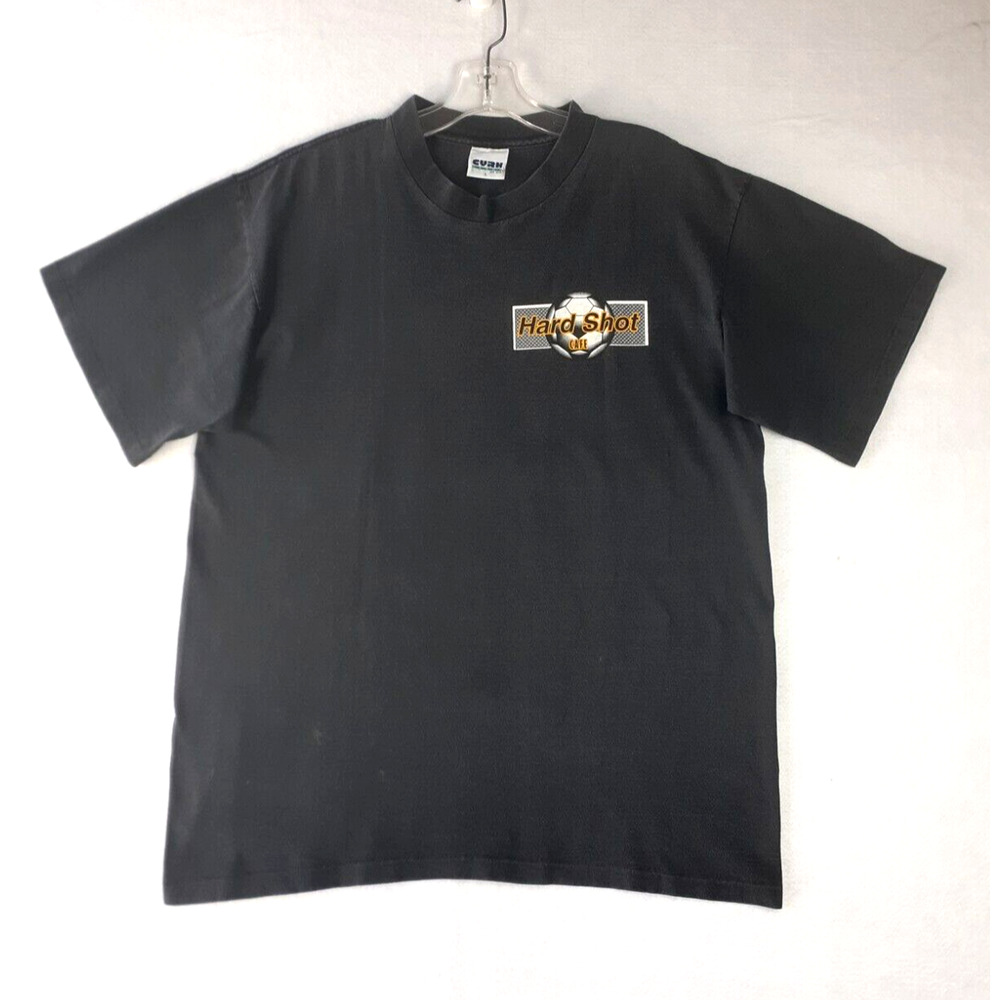 HARD SHOT CAFE By Cyrk Sport Vintage Graphic T-Shirt Unisex L Made in USA Black
